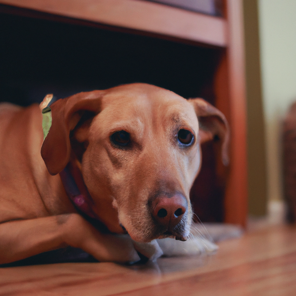 AI-generated image for: young brown dog in a warm home