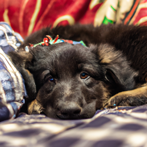 AI-generated image for: a cute puppy in a warm home