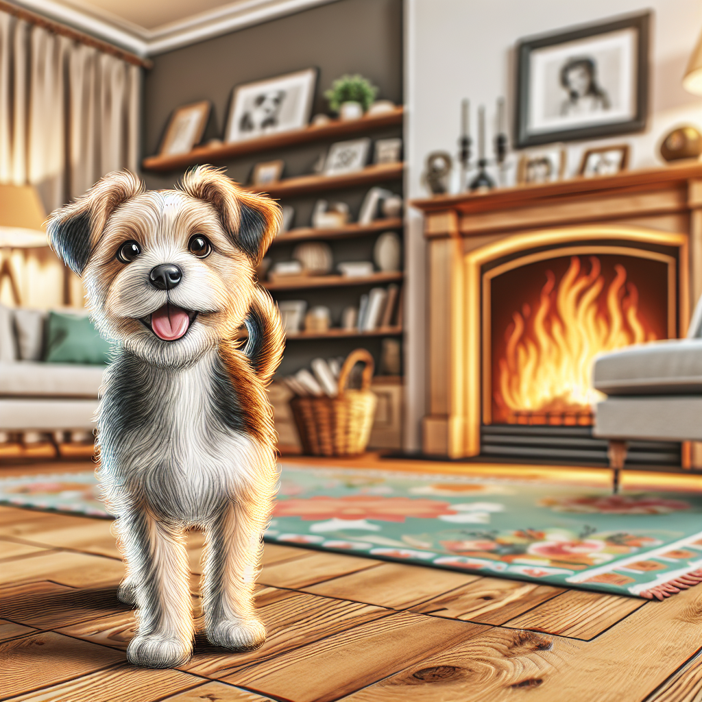 AI-generated image for: a cute dog in a warm home, realistic