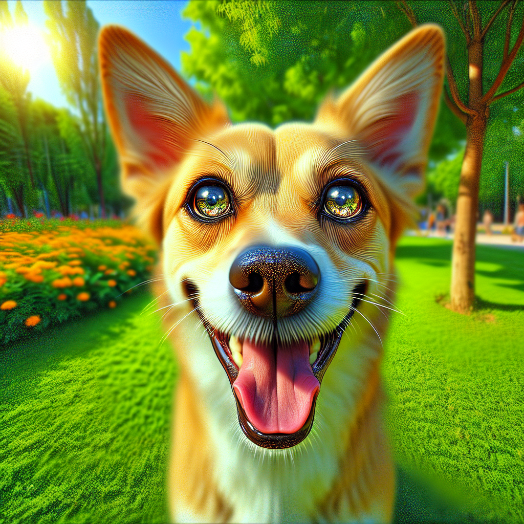 AI-generated image for: realistic image of a happy dog