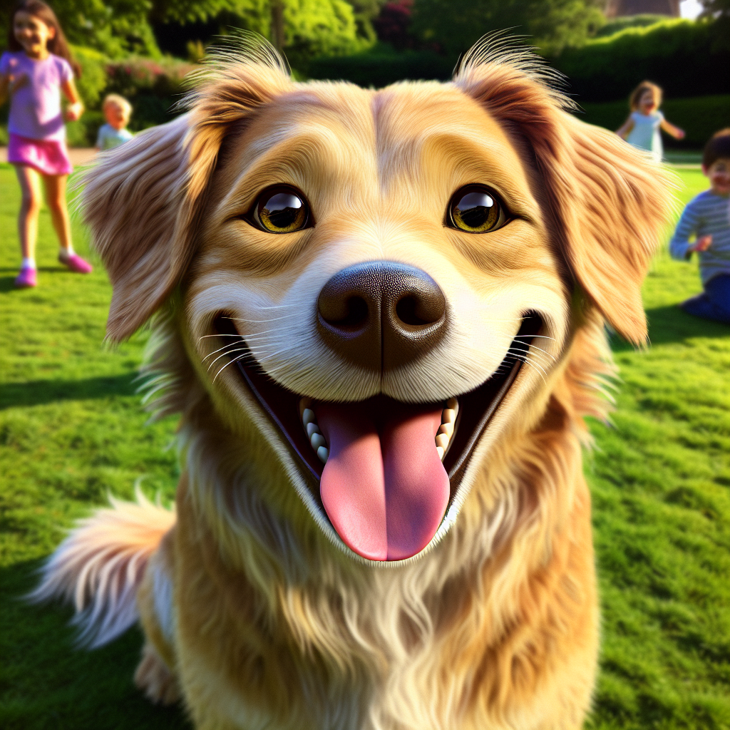 AI-generated image for: realistic image of a happy dog