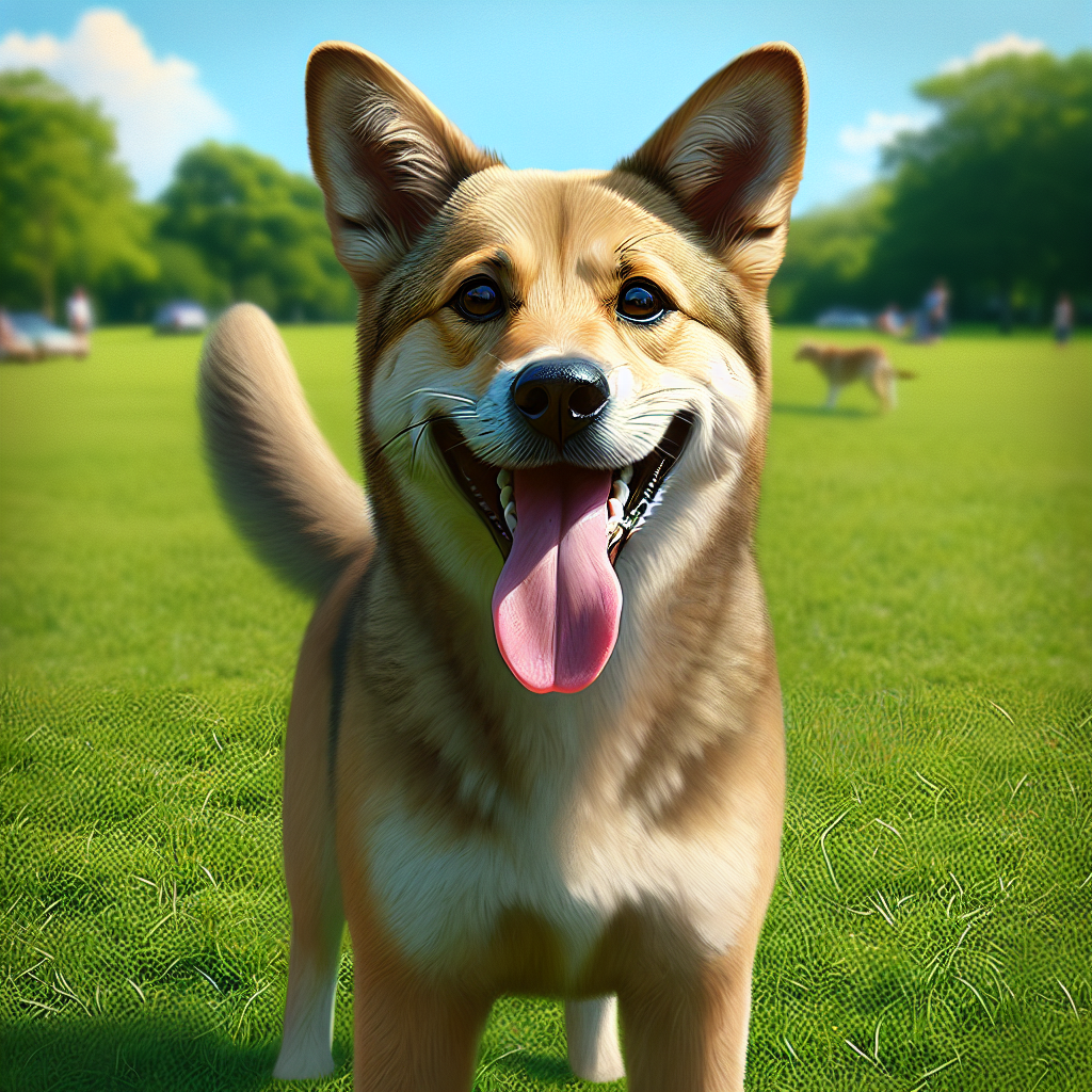 AI-generated image for: realistic image of a happy dog